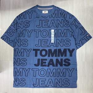 TOMMY HILFIGER USA正規品 【2XL】 TommyJeans トミージーンズ TJ総柄 90s オーバーサイズ ビッグ Tシャツ メリディアンレイク (R4F-25)