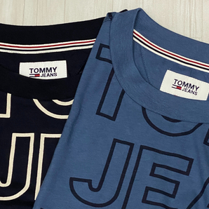 TOMMY HILFIGER USA正規品 【2XL】 TommyJeans トミージーンズ TJ総柄 90s オーバーサイズ ビッグ Tシャツ 濃紺 スカイキャプテン (R4F-9)の画像7