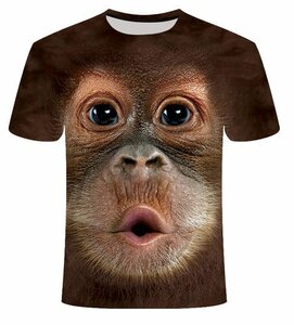 LYW1456★3Dプリント オランウータン画 おもしろTシャツ ネタＴ 動物 半袖 トップス S～6XL サイズ選択あり