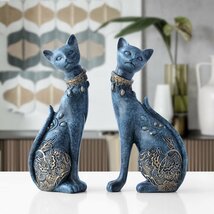 LHW1405★かわいい猫♪ エジプト置物２体セット インテリア オブジェ オーナメント ヨーロッパ エジプト 彫刻 ギフト _画像3