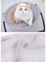 CJM869★猫ベッド 犬猫用ベッド ペットハンモックベッド 猫寝床 自立式 グレー_画像3