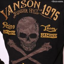 当店別注 VANSON バンソン フェイクレイヤード 長袖 ポロシャツ ブラック×袖グリーンカモ【Sサイズ 】NVPS-519 バイカー アメカジ 刺繍_画像7