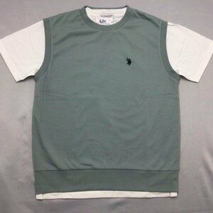 【送料無料】【新品】US.POLO ASSN メンズ半袖Ｔシャツ付きベスト　　M　　ライム★21213