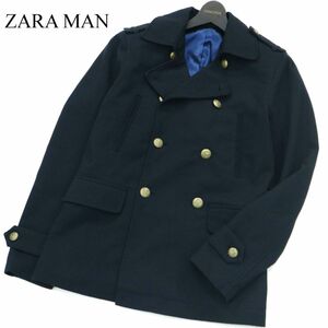 ZARA MAN ザラ マン 碇ボタン★ エポレット Pコート ジャケット Sz.S　メンズ ネイビー　A2T10407_9#N