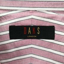 DAKS ダックス 春夏 ロゴ刺繍★ ストライプ 半袖 シャツ Sz.M　メンズ 日本製　A2T09511_8#A_画像6