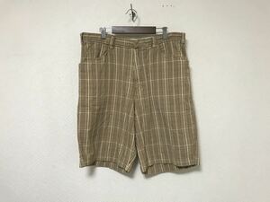 本物ホリスターHOLLISTERコットンチェック柄ショートハーフパンツメンズサーフアメカジミリタリーアウトドア茶ブラウン30インド製