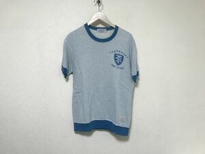 本物ジムフレックスGymphlexコットンプリントスウェットボーダー柄半袖Tシャツメンズサーフスーツビジネス青ブルーM日本製