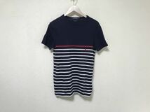 本物ラルフローレンRalphLaurenコットンボーダー柄半袖Tシャツメンズサーフアメカジビジネススーツ紺ネイビーXS_画像1