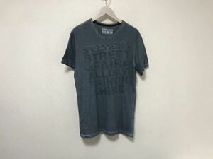 本物ダナキャランニューヨークジーンズDKNYコットンプリント後染め半袖TシャツメンズサーフアメカジミリタリーMインド製ブルーグレー