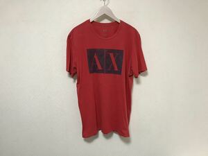 本物アルマーニエクスチェンジARMANI AXコットンロゴプリント半袖Tシャツメンズサーフアメカジミリタリー XLホンジュラス製赤レッド