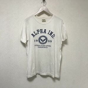 本物アルファインダストリーズALPHAコットンプリント半袖Tシャツメンズビジネススーツサーフアメカジミリタリー白ホワイトL