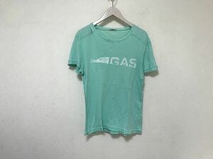 本物ガスGASコットンロゴプリント半袖Tシャツメンズビジネススーツアメカジサーフグリーン緑S