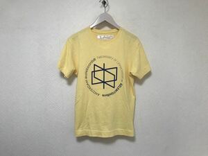 本物ネセサリーオアアンネセサリーNECESSARY or UNNECESSARYコットンロゴプリント半袖Tシャツメンズビジネスサーフイエロー1S日本製