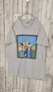 Vintage 90s Bugs Bunny Dafy Duck VネックTシャツ　SCME CLOTHING 古着　キャラクター　東京発送　mkw223
