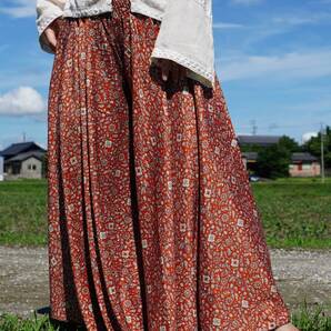 ★エスニック ワイドパンツ たっぷり生地 ペイズリー/ボタニカル 送料込★新品B★ビスコース アジアン インド シルク ガウチョ