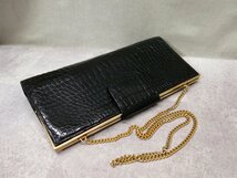 ●超美品●AMA アーマ●シャイニング●クロコダイル 本 ワニ 革●2way チェーン ショルダー バッグ●黒●G金具●ヴィンテージ●Js29798_画像4