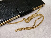 ●超美品●AMA アーマ●シャイニング●クロコダイル 本 ワニ 革●2way チェーン ショルダー バッグ●黒●G金具●ヴィンテージ●Js29798_画像5