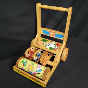  Showa Retro handcart sound ring! baby hand car toy toy retro animal small bird . dog .. tree good .[140a692]