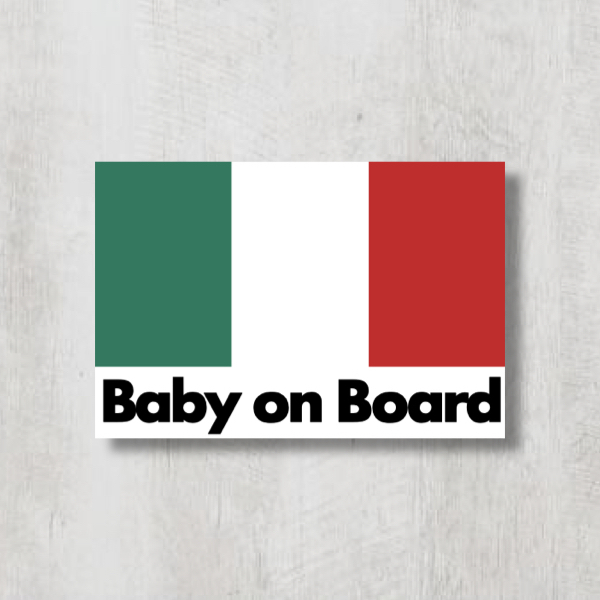 イタリア国旗【Baby on Board/ベビーオンボード】マグネットステッカー