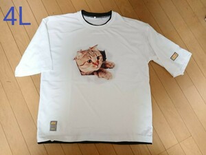 大きいサイズ◆猫柄カジュアル半袖Tシャツ 4XL 4L 5L