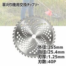 【チップソー 替刃 100枚セット】 交換 刃こぼれ 草刈機 草刈り機 255mm×40P 草刈刃 チップソー 100枚組 草刈り用 替え刃 替刃_画像3