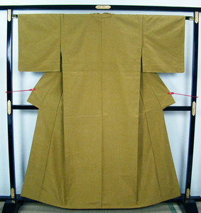 単衣 未使用 しつけ糸付き 渋みの手紡ぎ織 紬 適用身長約１５６ｃｍ位 正絹 10019