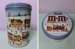 m&m's* Vintage chocolate can case canister . car * M and M z tin plate case enterprise thing USA kitchen container Christmas 