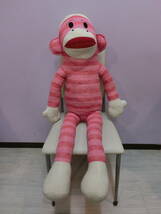 ソックモンキー◇ビンテージ 超特大1M ぬいぐるみ人形 BIG1メートル◇Sock Monkey Doll 猿 ソックスモンキー 巨大 MAXX製_画像5