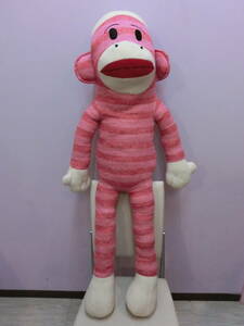 ソックモンキー◇ビンテージ 超特大1M ぬいぐるみ人形 BIG1メートル◇Sock Monkey Doll 猿 ソックスモンキー 巨大 MAXX製