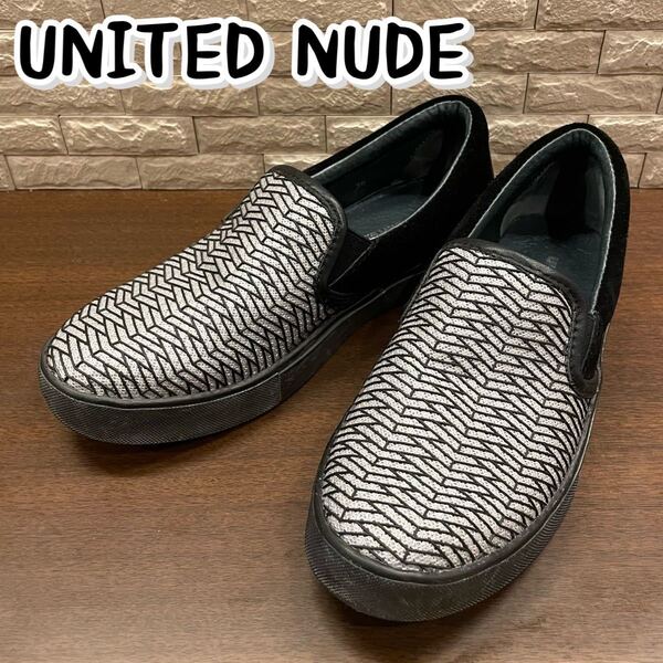 美品 United Nude ユナイテッドヌード ブライドルレザーソール ブルーム スリッポン スニーカー 36 (23cm) 黒