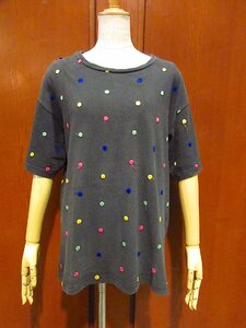 ビンテージ90's●rue de turbigoカラフルドット刺繍入りコットンTシャツ黒●220904r5-m-tsh-ot古着半袖シャツ水玉1990s