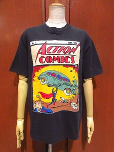 ビンテージ90's●ACTION COMICSスーパーマン両面プリントTシャツ黒size M●220922r4-m-tsh-ot古着トップス半袖シャツアメコミ