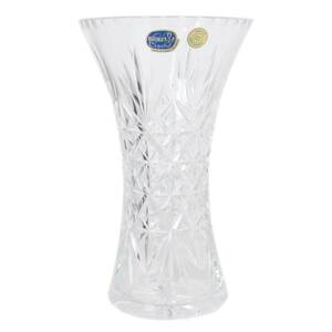 ボヘミアングラス フラワーベース 花瓶 チェコスロバキア ガラス工芸 彫刻 クリスタルガラス 80029 NT 美品 Aランク