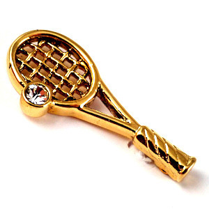  pin badge * tennis gold color racket lamp rhinestone lamp * France limitation pin z* rare . Vintage thing pin bachi
