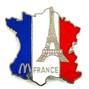 ピンバッジ・エッフェル塔とフランス地図型マクドナルドＭ◆フランス限定ピンズ◆レアなヴィンテージものピンバッチ