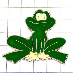 ピンバッジ・蛙ミドリガエル緑のカエル白手袋◆フランス限定ピンズ◆レアなヴィンテージものピンバッチ