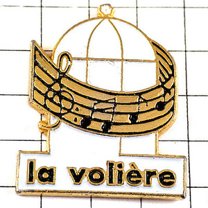  pin badge * bird cage music to sound symbol music musical score * France limitation pin z* rare . Vintage thing pin bachi