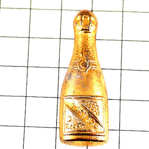 ピンバッジ・シャンパーニュの瓶シャンパン酒ゴールド金色◆フランス限定ピンズ◆レアなヴィンテージものピンバッチ