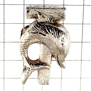  pin badge * dolphin silver color Dolphin fish pyu-ta- made * France limitation pin z* rare . Vintage thing pin bachi