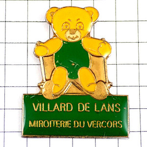 ピンバッジ・黄色いくまクマ熊のぬいぐるみ◆フランス限定ピンズ◆レアなヴィンテージものピンバッチ