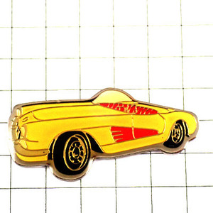 ピンバッジ・黄色いスポーツカー赤いシート車◆フランス限定ピンズ◆レアなヴィンテージものピンバッチ