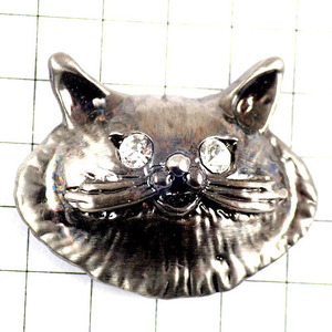  pin badge * cat cat silver silver color rhinestone. eyes * France limitation pin z* rare . Vintage thing pin bachi