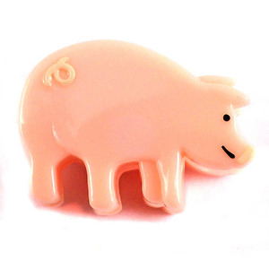 ピンバッジ・ブタのクリップ豚ピンク色プラスチック製◆フランス限定ピンズ◆レアなヴィンテージものピンバッチ