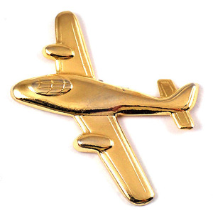 ピンバッジ・金色の飛行機ゴールド戦闘機◆フランス限定ピンズ◆レアなヴィンテージものピンバッチ
