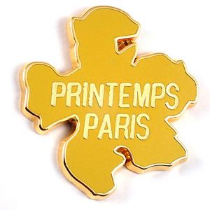 ピンバッジ・プランタンデパート百貨店パリ黄色い花◆フランス限定ピンズ◆レアなヴィンテージものピンバッチ