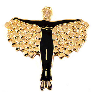  pin badge * black . pants style .. Dan sa- girl Gold gold color. wing * France limitation pin z* rare . Vintage thing pin bachi