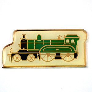 ピンバッジ・緑色の蒸気機関車トレイン鉄道◆フランス限定ピンズ◆レアなヴィンテージものピンバッチ