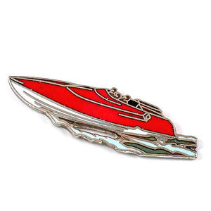  значок * моторная лодка красный судно * Франция ограничение булавка z* редкость . Vintage было использовано булавка bachi