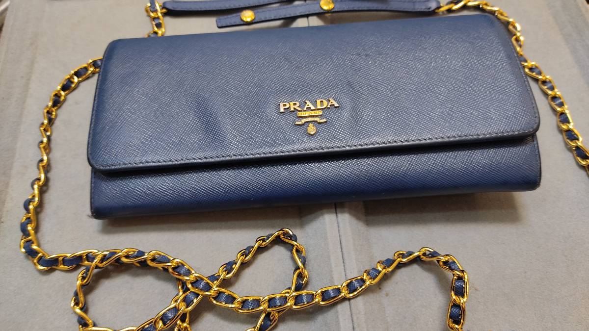 入手困難 希少 プラダ PRADA 長財布 チェーンウォレット ARROW
