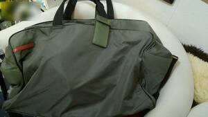 * prompt decision *PRADA( Prada ) gray khaki nylon large Boston bag 